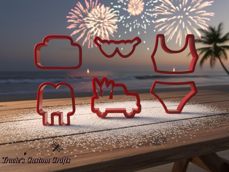Summer|July 4th|Patriotic Cookie Cutters– Bikini, Boombox, Popsicles, Sunnies, Fireworks|Truck(PLA)