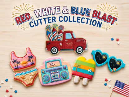 Summer|July 4th|Patriotic Cookie Cutters– Bikini, Boombox, Popsicles, Sunnies, Fireworks|Truck(PLA)