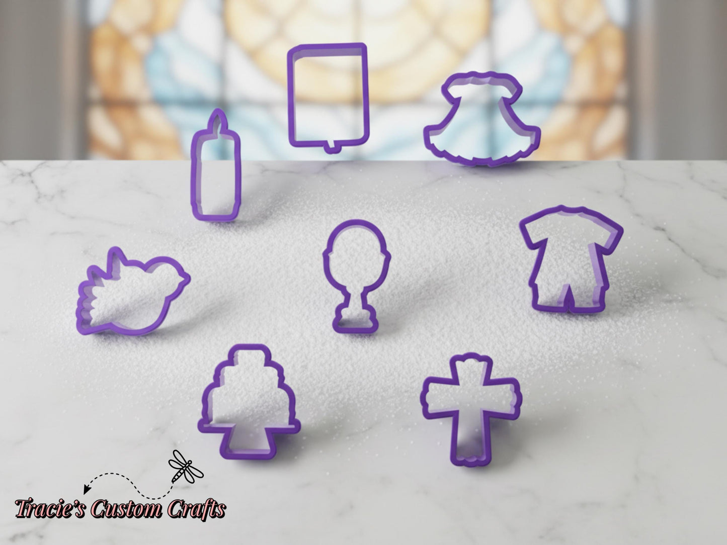 Blessings & Grace Cookie Cutters • Baptism|Communion Cookie Set • 3D Printed Food‑Safe PLA • Religious Cookie Cutters for Fondant|Clay