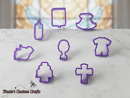 Blessings & Grace Cookie Cutters • Baptism|Communion Cookie Set • 3D Printed Food‑Safe PLA • Religious Cookie Cutters for Fondant|Clay