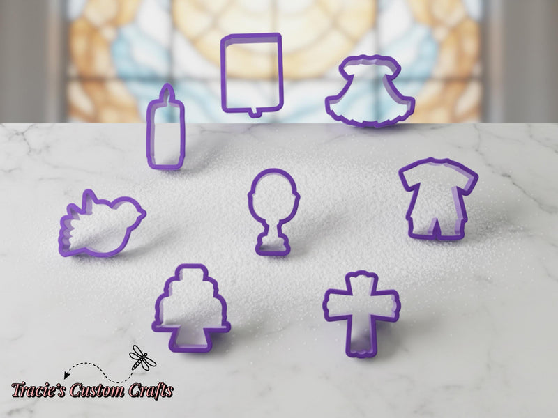 Blessings & Grace Cookie Cutters • Baptism|Communion Cookie Set • 3D Printed Food‑Safe PLA • Religious Cookie Cutters for Fondant|Clay