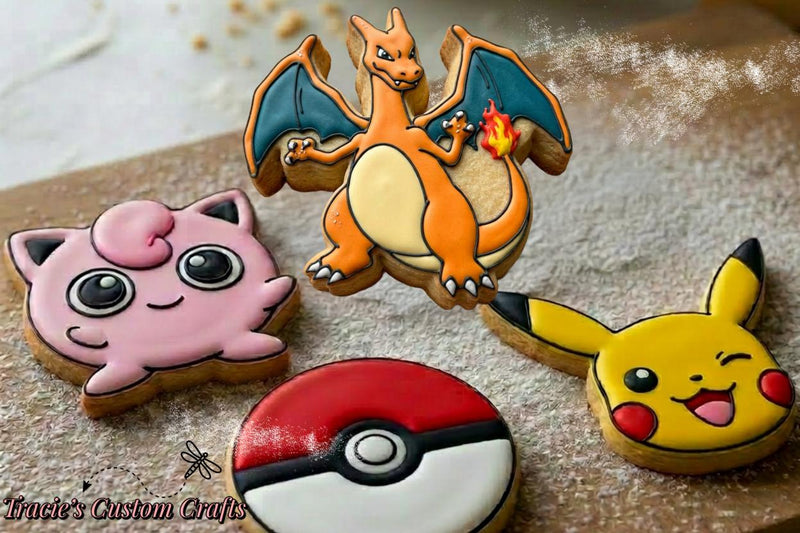 ⭐ Pokémon Cookie Cutters & Stamps – Charizard, Jigglypuff, Pikachu & Pokéball Collection