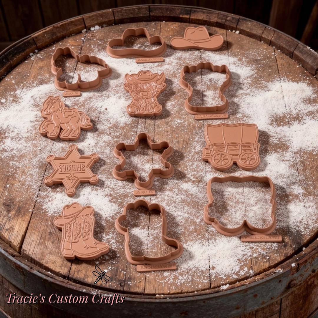 ⭐ Wild West Cookie Cutters & Stamps – Rustic Western Adventure Collection⭐