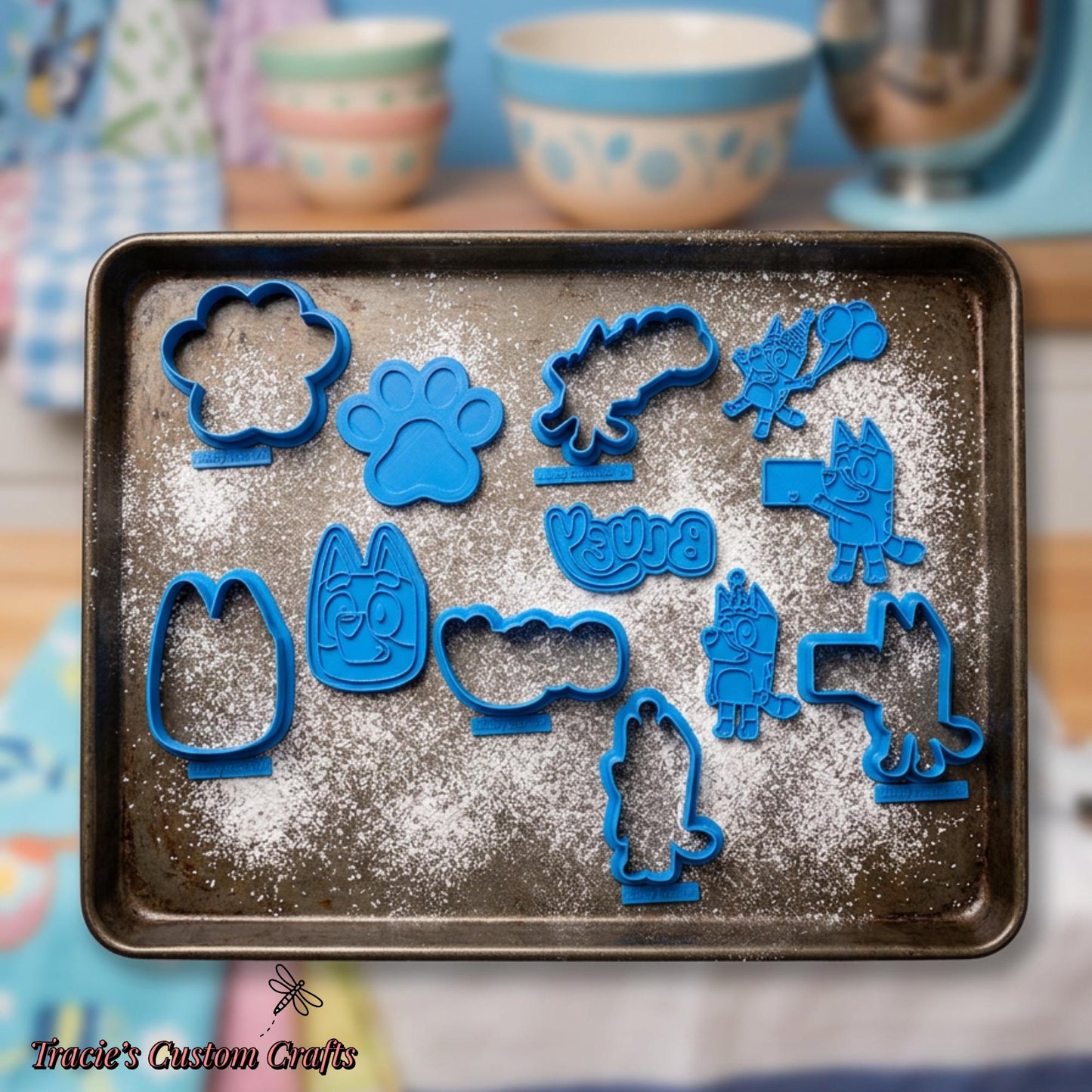 ⭐ HBD Bluey Cookie Cutters & Stamps – Birthday Party Character Collection