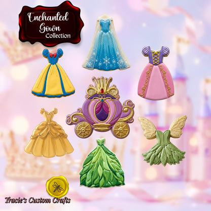 ⭐ Enchanted Gown Cutters & Stamps – Princess Gowns, Carriage, PLA