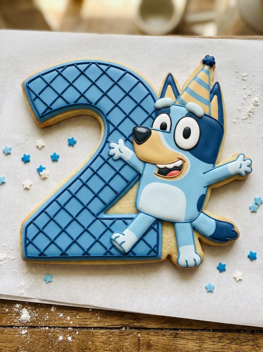 ⭐ HBD Bluey Cookie Cutters & Stamps – Birthday Party Character Collection