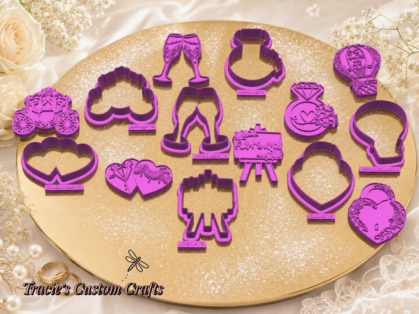 ⭐ Happily Ever After Cookie Cutters & Stamps – Fairytale Wedding Collection