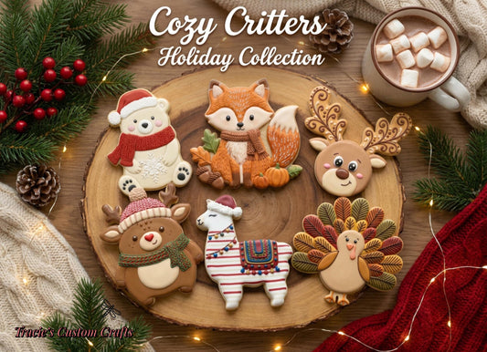 ⭐ Cozy Critters Holiday Cookie Cutters & Stamps – Woodland Christmas Collection