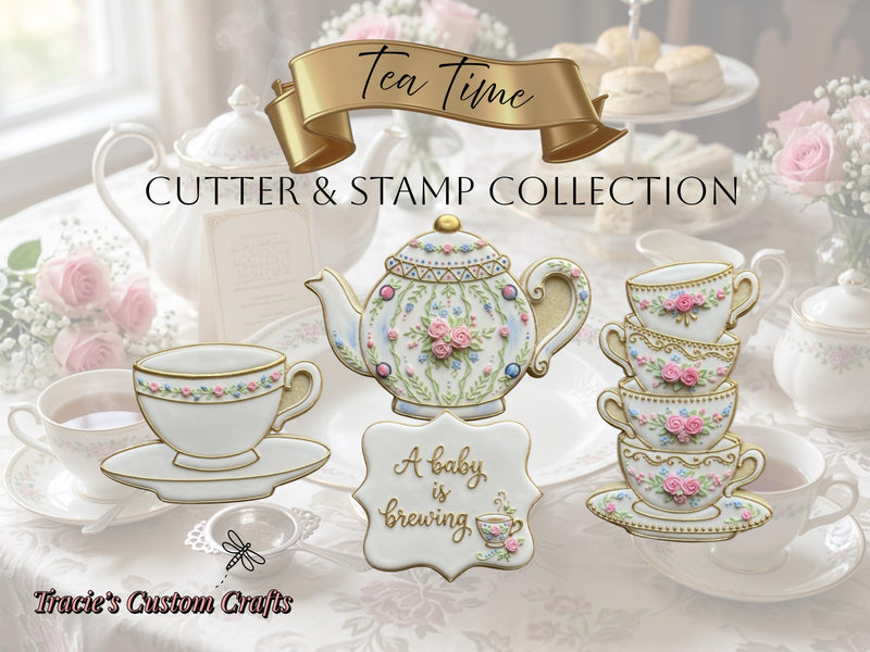 ⭐ Sweet Tea Time Cookie Cutters & Stamps – Charming Tea Party Collection