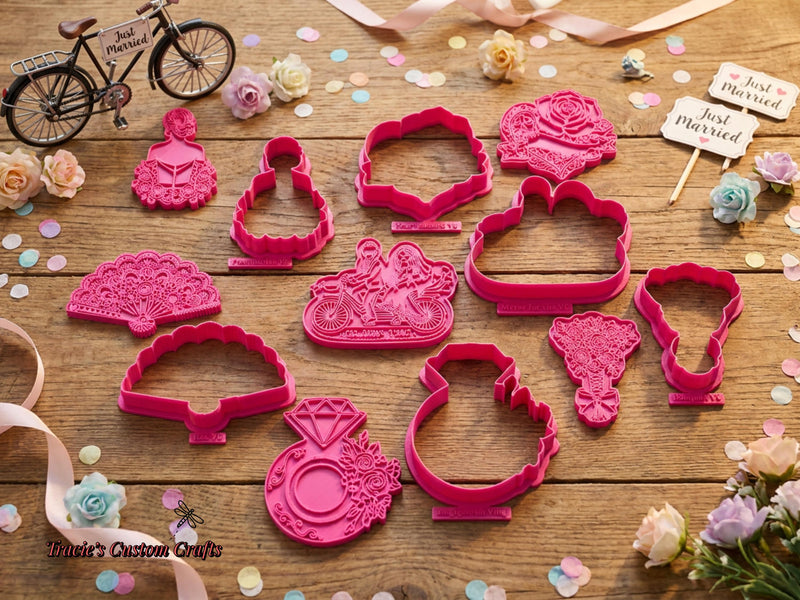⭐ Whispers of I Do Cookie Cutters & Stamps – Modern Luxe Bridal Collection