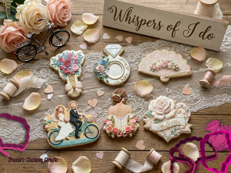 ⭐ Whispers of I Do Cookie Cutters & Stamps – Modern Luxe Bridal Collection