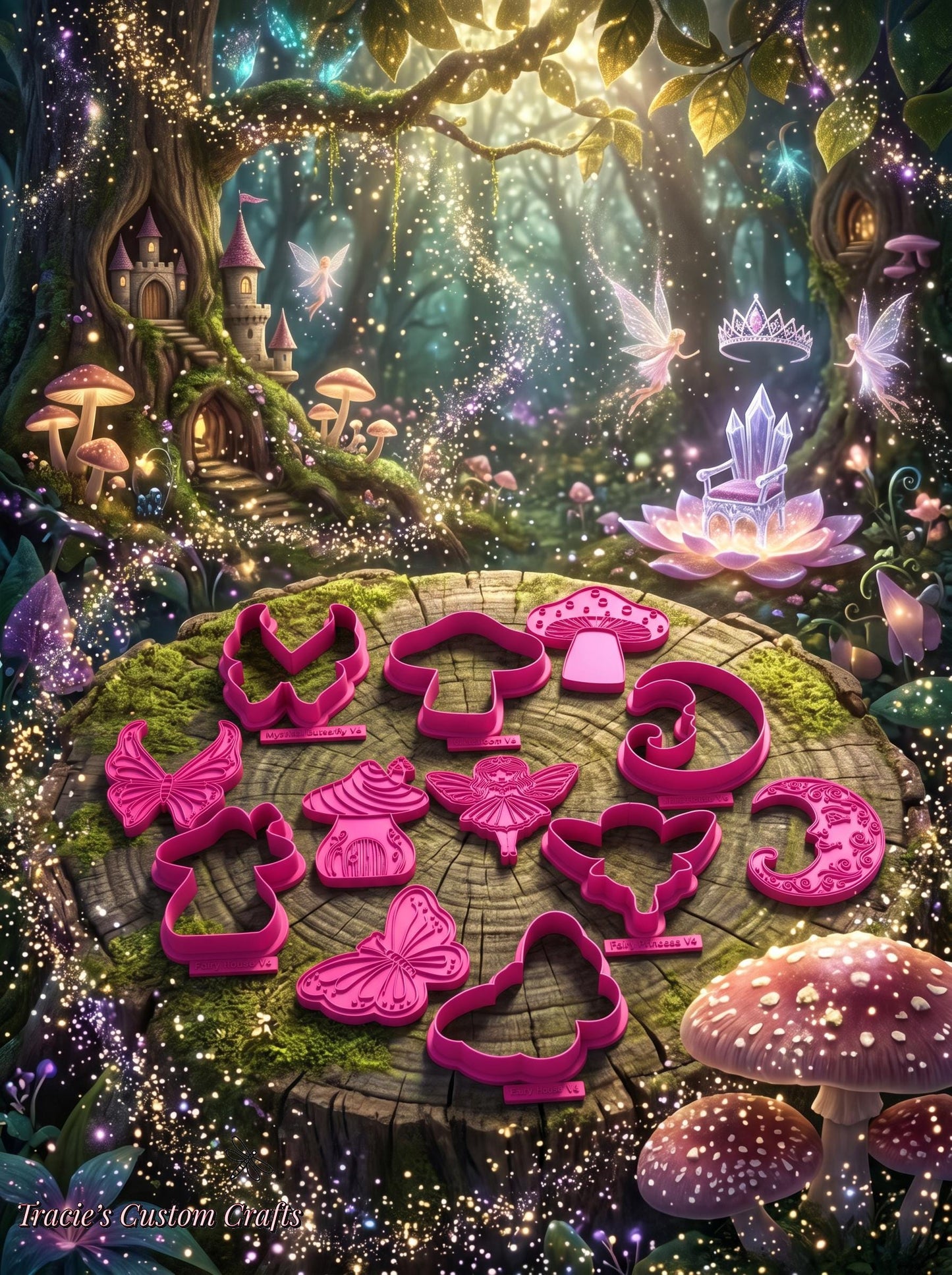 ⭐ Pixie Dust Princess Cookie Cutters & Stamps – Enchanted Fairy Magic Collection