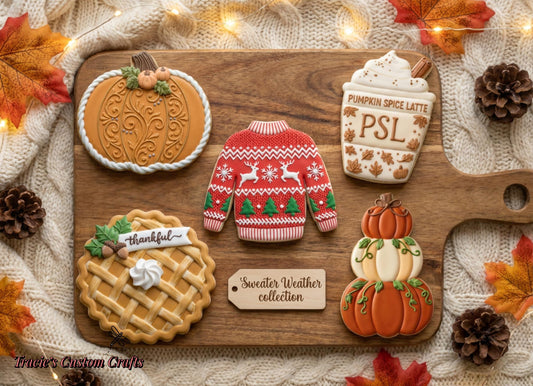⭐ Sweater Weather Cookie Cutters & Stamps – Cozy Autumn Baking Collection