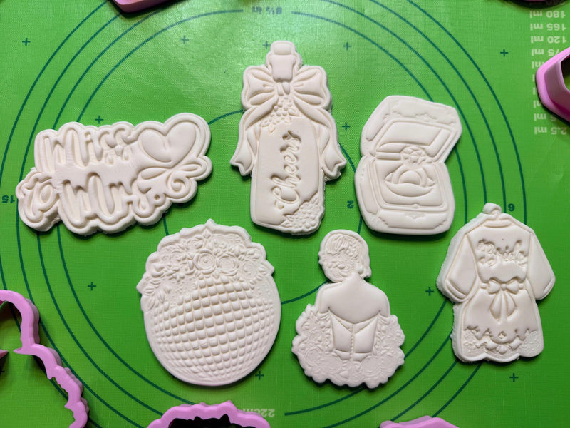 ⭐ Petals & Promises Cookie Cutters & Stamps – Modern Bridal Collection