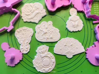⭐ Whispers of I Do Cookie Cutters & Stamps – Modern Luxe Bridal Collection