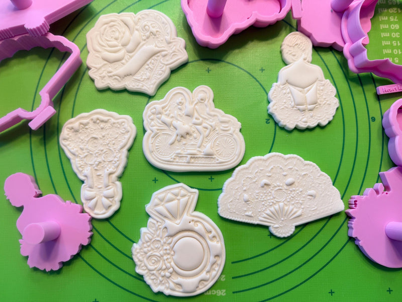⭐ Whispers of I Do Cookie Cutters & Stamps – Modern Luxe Bridal Collection