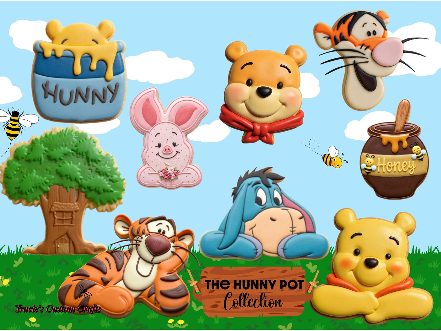 ⭐ Pooh's Hunny Pot Cookie Cutters & Stamps – Classic Storybook Friends Collection
