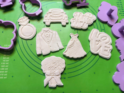 ⭐ Elegant Wedding Cookie Cutters & Stamps – Modern Bridal Celebration Collection